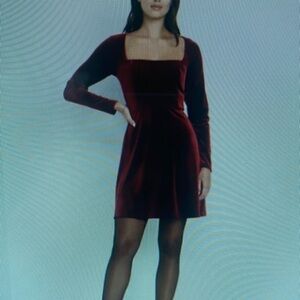 Elegant Velvet Square Neck Dress